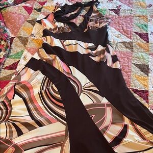 Brown and Pink Patterned halter Women's Dress